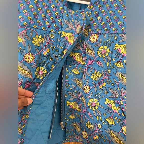 Small NWT Anthropologie DRA Los Angeles Floral Blue LIGHTWEIGHT Quilted Jacket - Picture 5 of 16